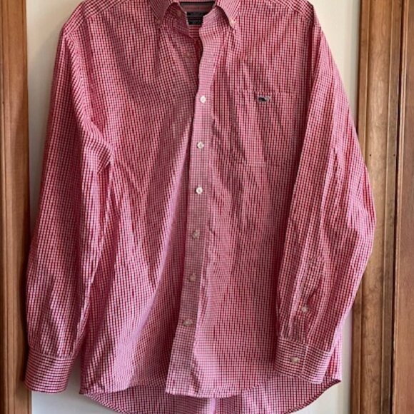 VINEYARD VINES Whale Shirt Gingham Tucker Red White Check LS Medium - Picture 8 of 15